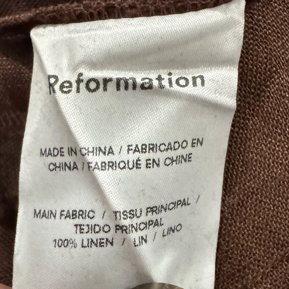 Reformation Vesta Pleated Linen High-Rise Trousers Cafe Brown Size 0 European - Picture 5 of 8